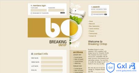 breaking-on-top-css-xhtml-template