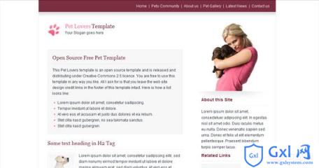 pets-xhtml-css-template