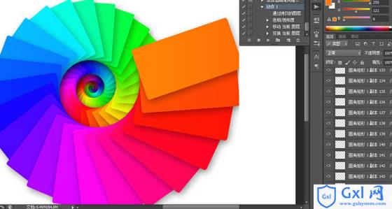 photoshop利用图层样式及路径工具制作绚丽的螺旋叠加手机彩色壁纸