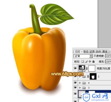 Photoshop设计制作出一个逼真漂亮的橙色甜椒
