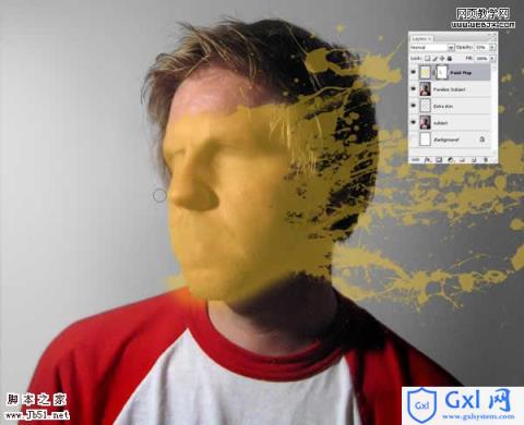 Photoshop 一张布满油漆的脸
