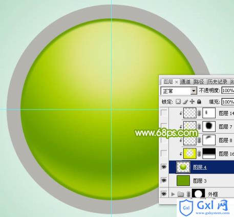 Photoshop设计制作一个漂亮的绿色水晶球按钮