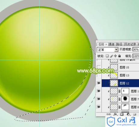 Photoshop设计制作一个漂亮的绿色水晶球按钮