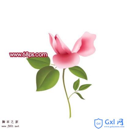 Photoshop 一朵粉红色的卡通玫瑰花