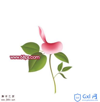 Photoshop 一朵粉红色的卡通玫瑰花