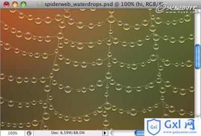 Photoshop打造挂满露珠的蜘蛛网