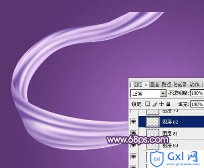 Photoshop制作飘逸的多弧度淡紫色绸带