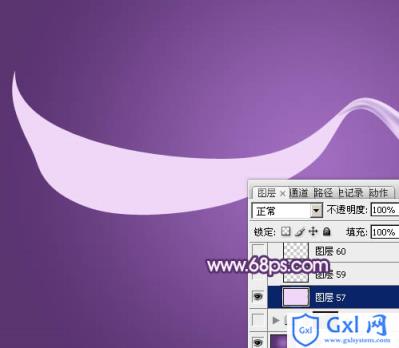 Photoshop制作飘逸的多弧度淡紫色绸带