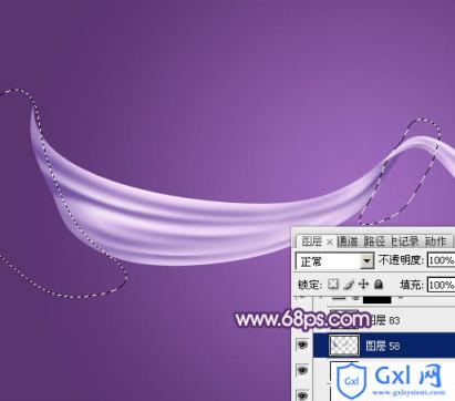 Photoshop制作飘逸的多弧度淡紫色绸带