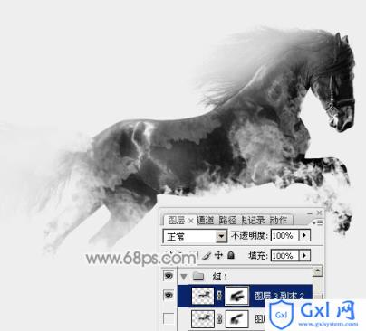 Photoshop制作一匹奔跑的烟雾骏马
