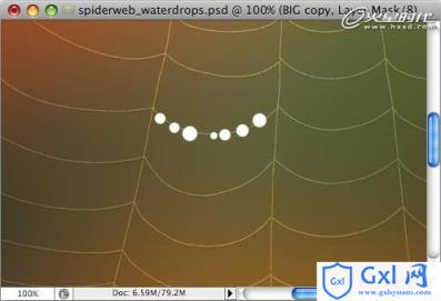 Photoshop打造挂满露珠的蜘蛛网