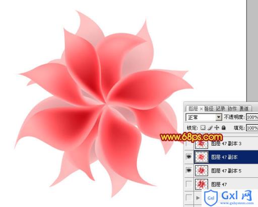 Photoshop设计制作出非常漂亮的梦幻红色透明丝质花朵