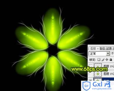 Photoshop制作出奇幻有层次感的绿色荧光花朵