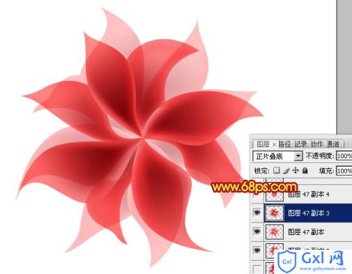 Photoshop设计制作出非常漂亮的梦幻红色透明丝质花朵