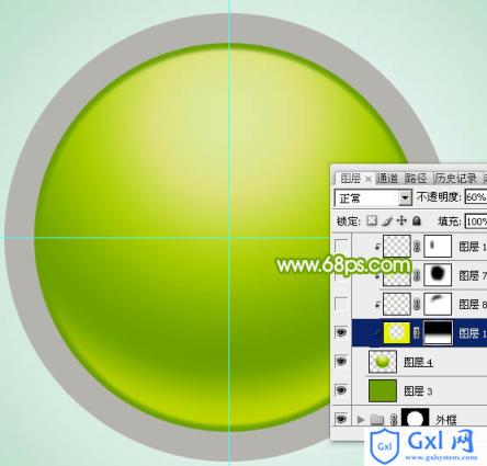 Photoshop设计制作一个漂亮的绿色水晶球按钮