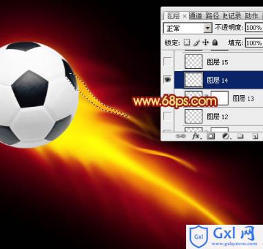 Photoshop为足球增加绚丽的动感火焰