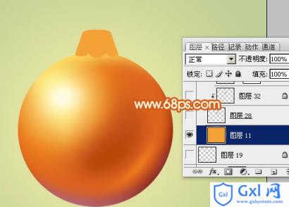 Photoshop设计制作精致的橙黄色圣诞装饰球教程