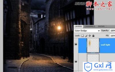 Photoshop创建逼真的夜晚路灯效果