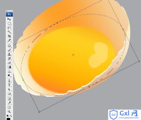 Photoshop设计制作刚敲开的半边生鸡蛋