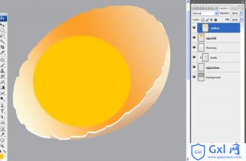 Photoshop设计制作刚敲开的半边生鸡蛋