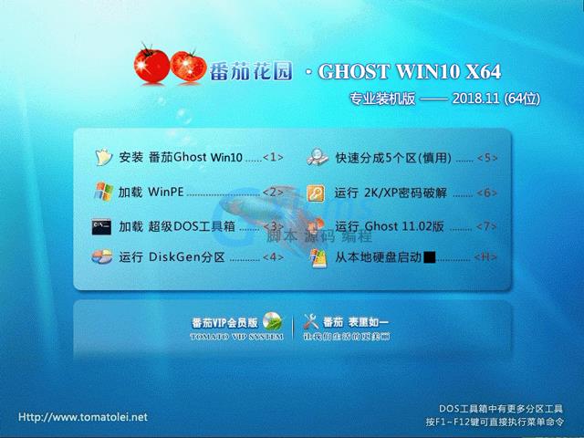 番茄花园 GHOST WIN10 X64 专业装机版 V2018.11（64位）