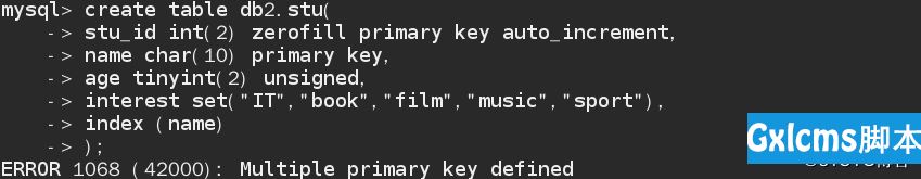 MySQL中出现Multiple primary key defined报错提示之解决办法