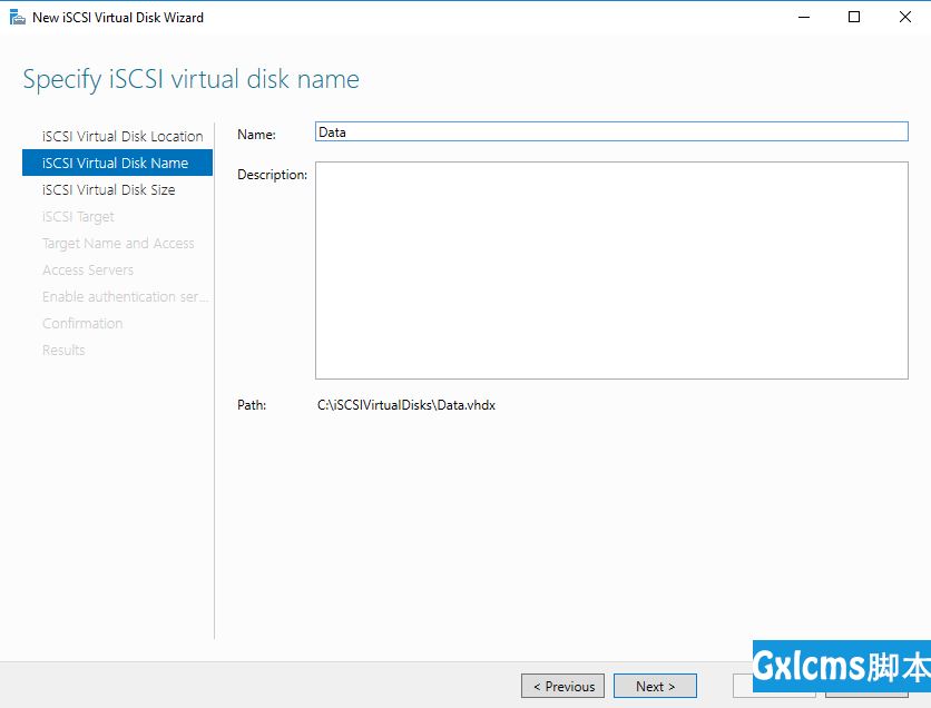 iSCSI virtual disk name