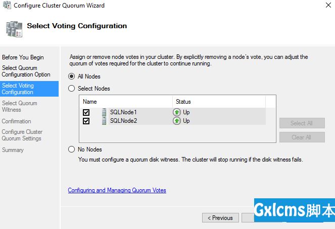 Quorum voting configuration