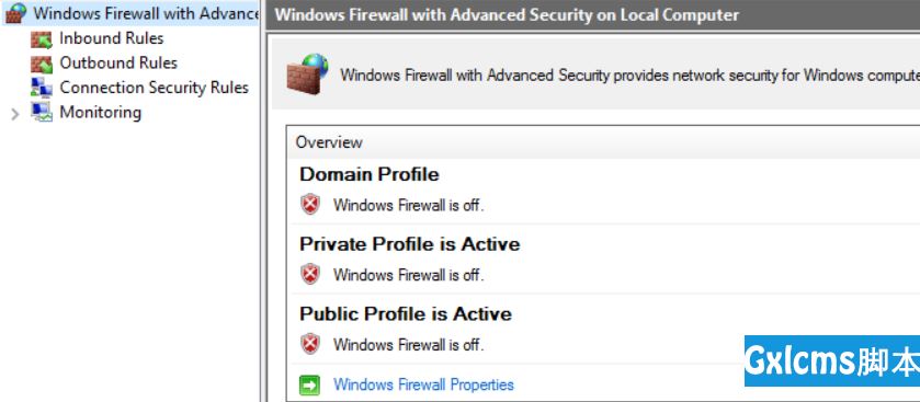 Windows firewall off